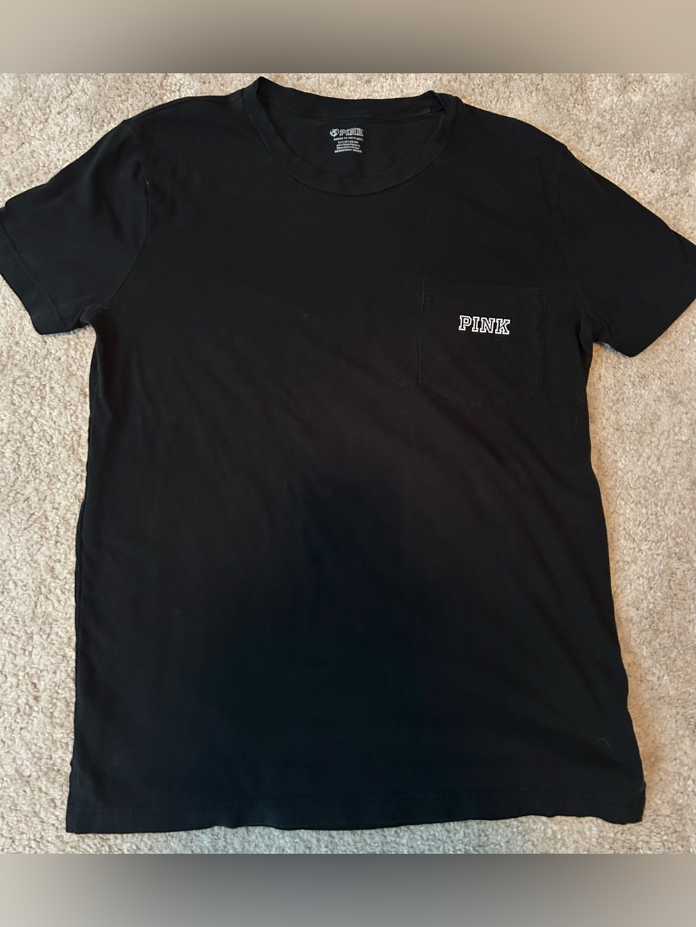 PINK Victoria's Secret Black Short Sleeve Pocket Tee